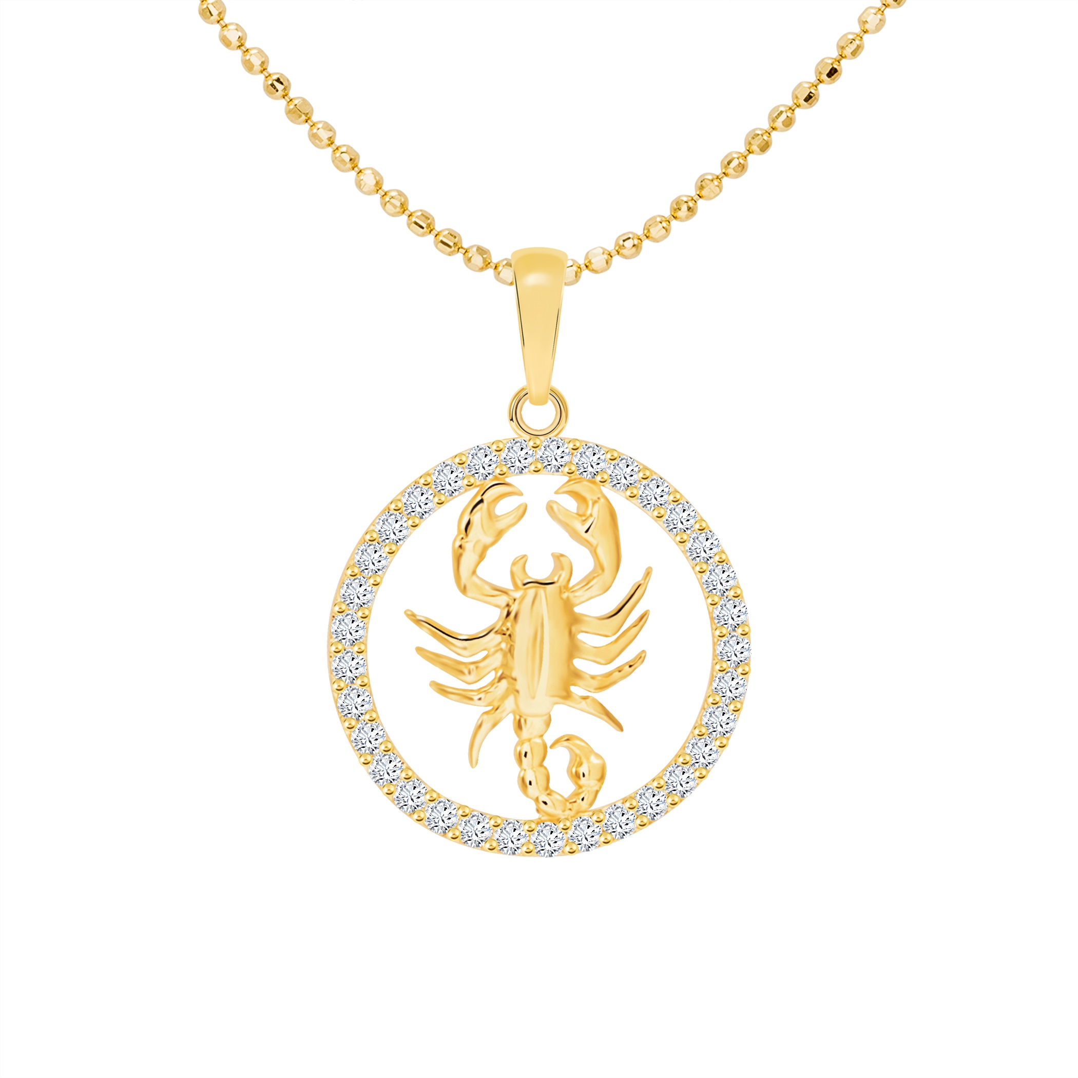 14k Gold Circle and Scorpion Pendant (JP6466)
