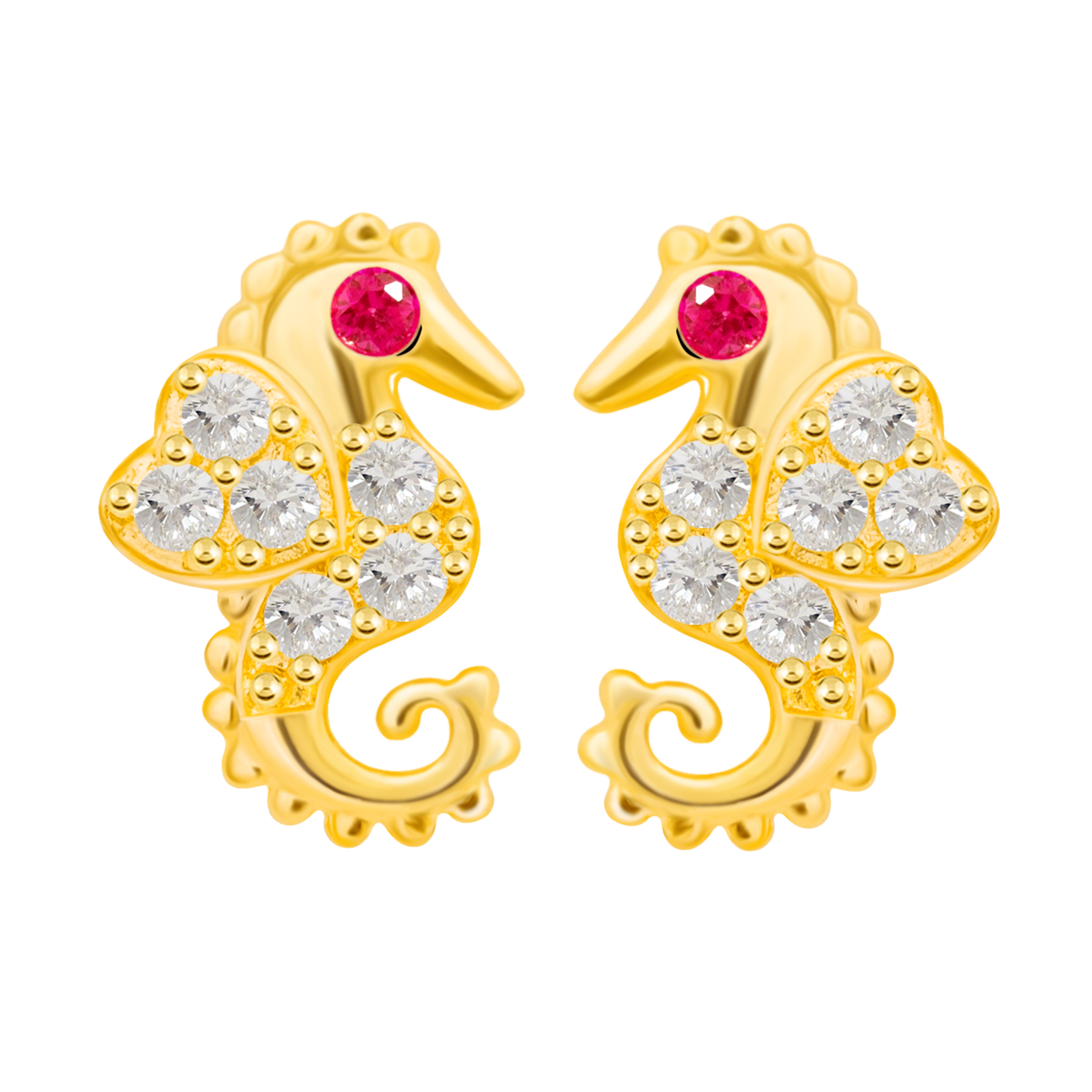 14k Gold The Seahorses Earrings (JE31799)