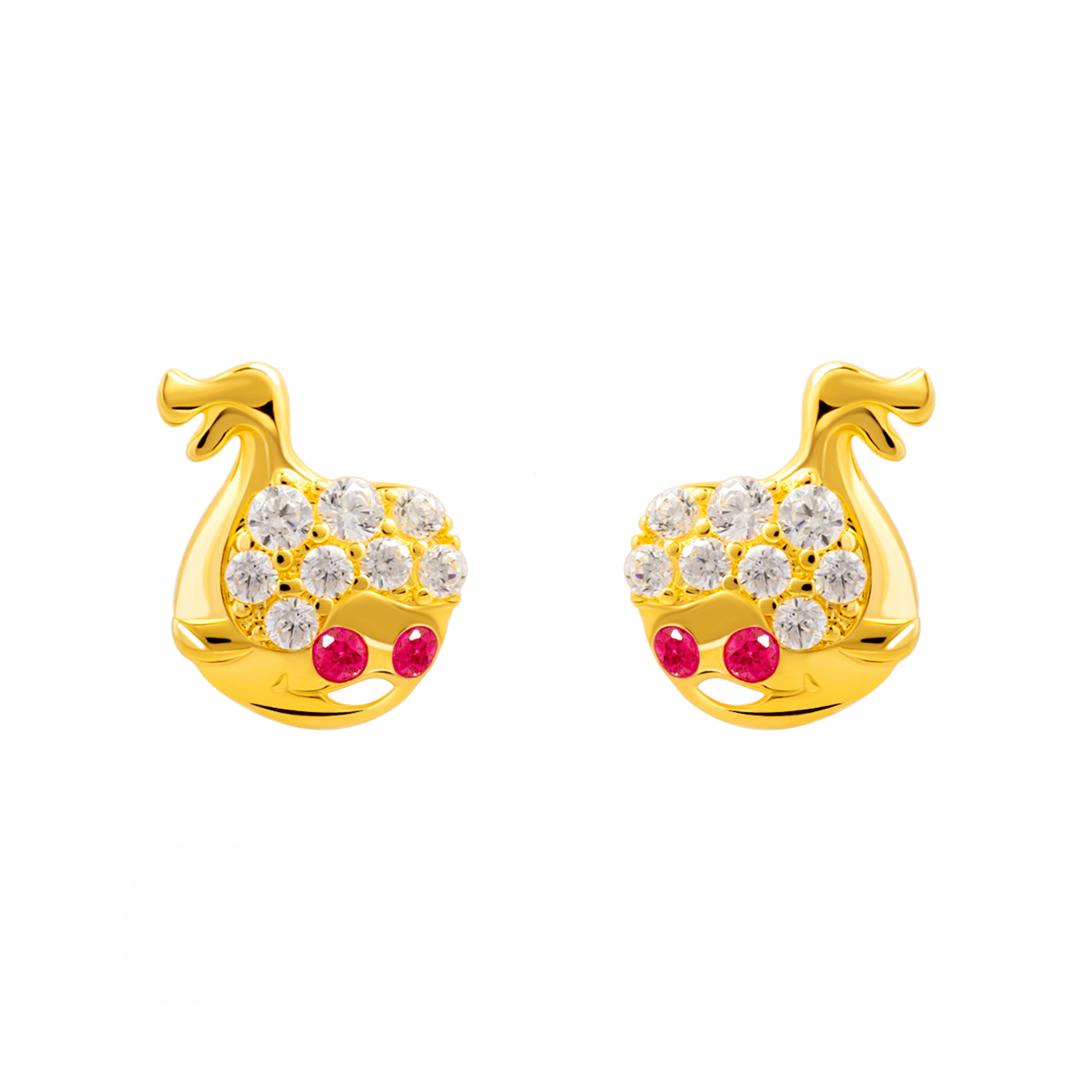 14k Gold Lovely Fish Earrings (JE31828)