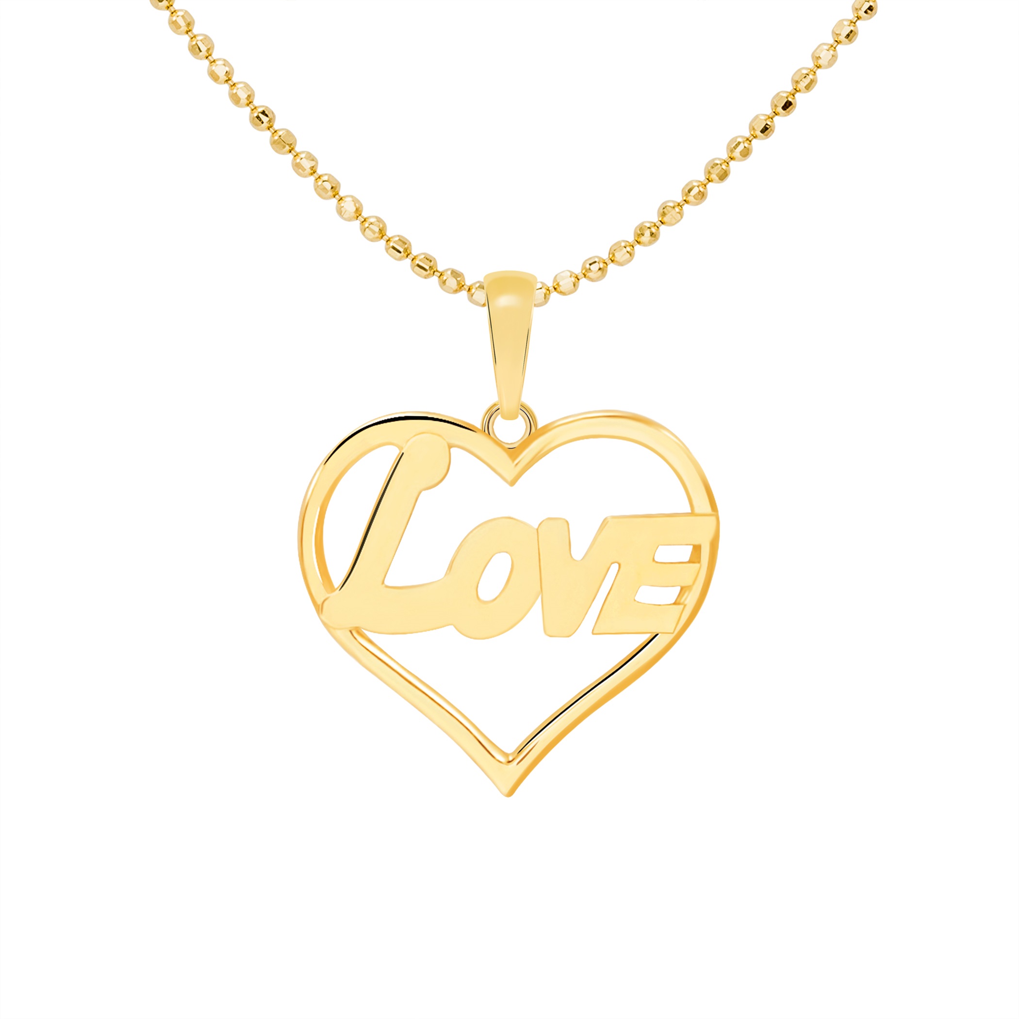 14k Gold 'Love' Heart Pendant (JP694)