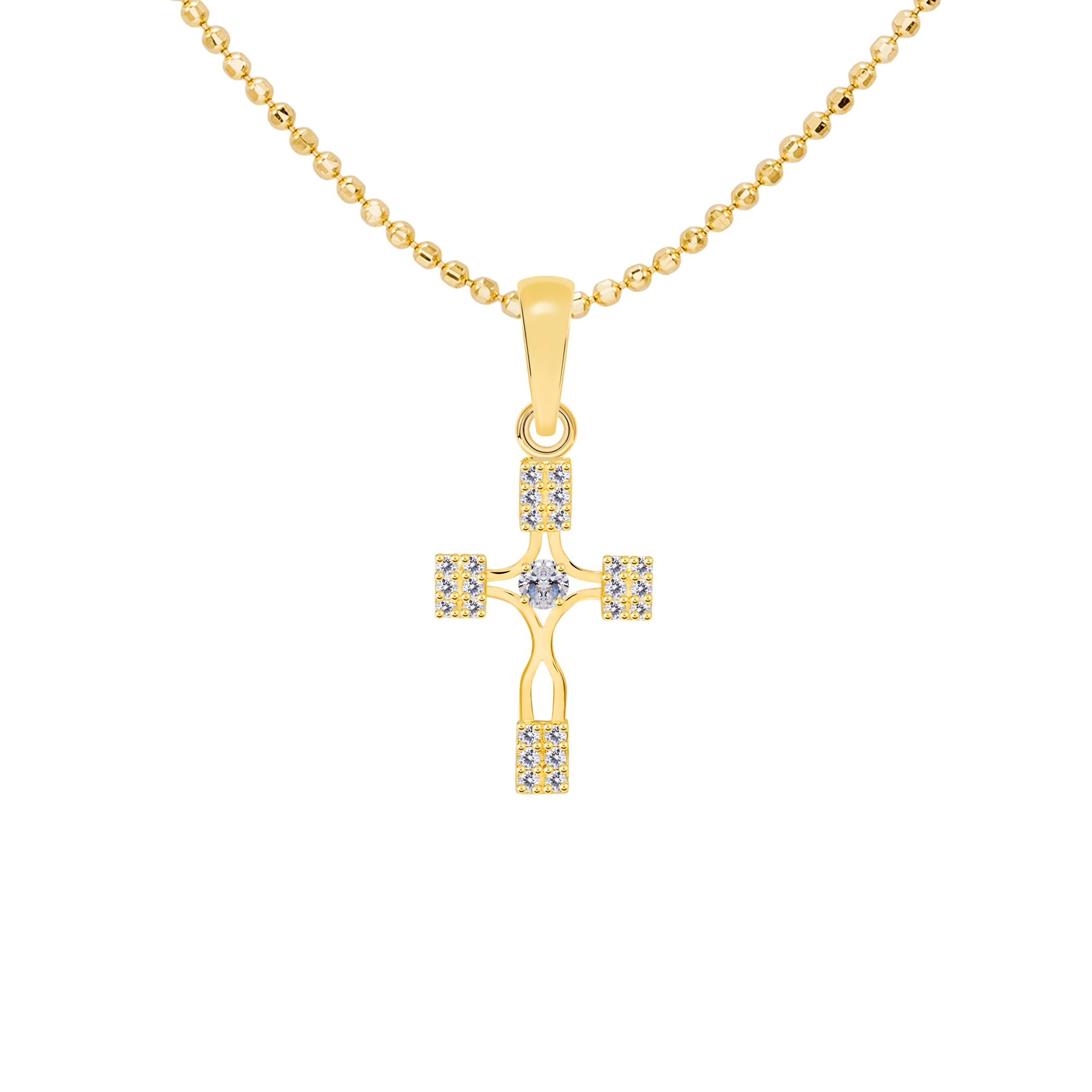 14k Gold Wrap Cross Pendant (JP6735)