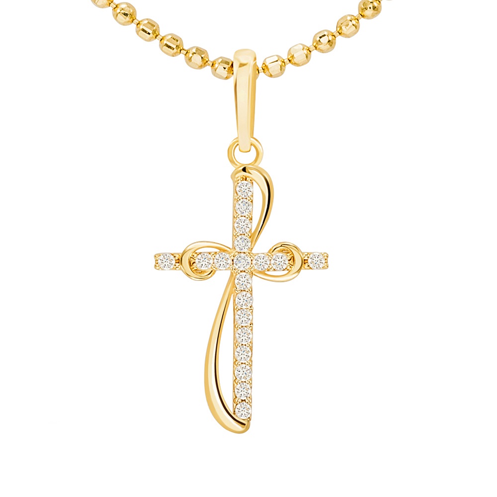 14k Gold Looping Cross Pendant (JP6573)