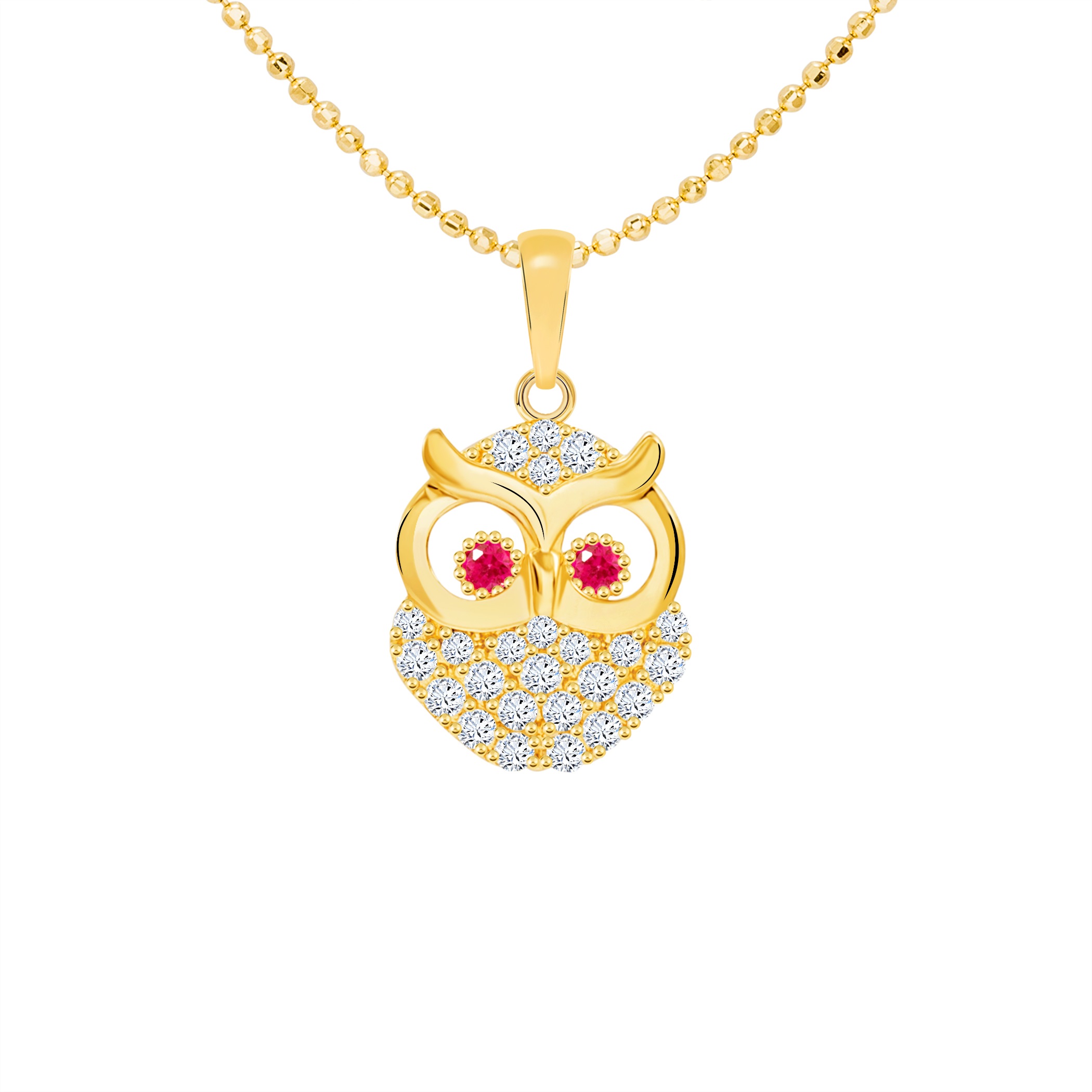 14k Gold Shine Owl Pendant (JP6334)