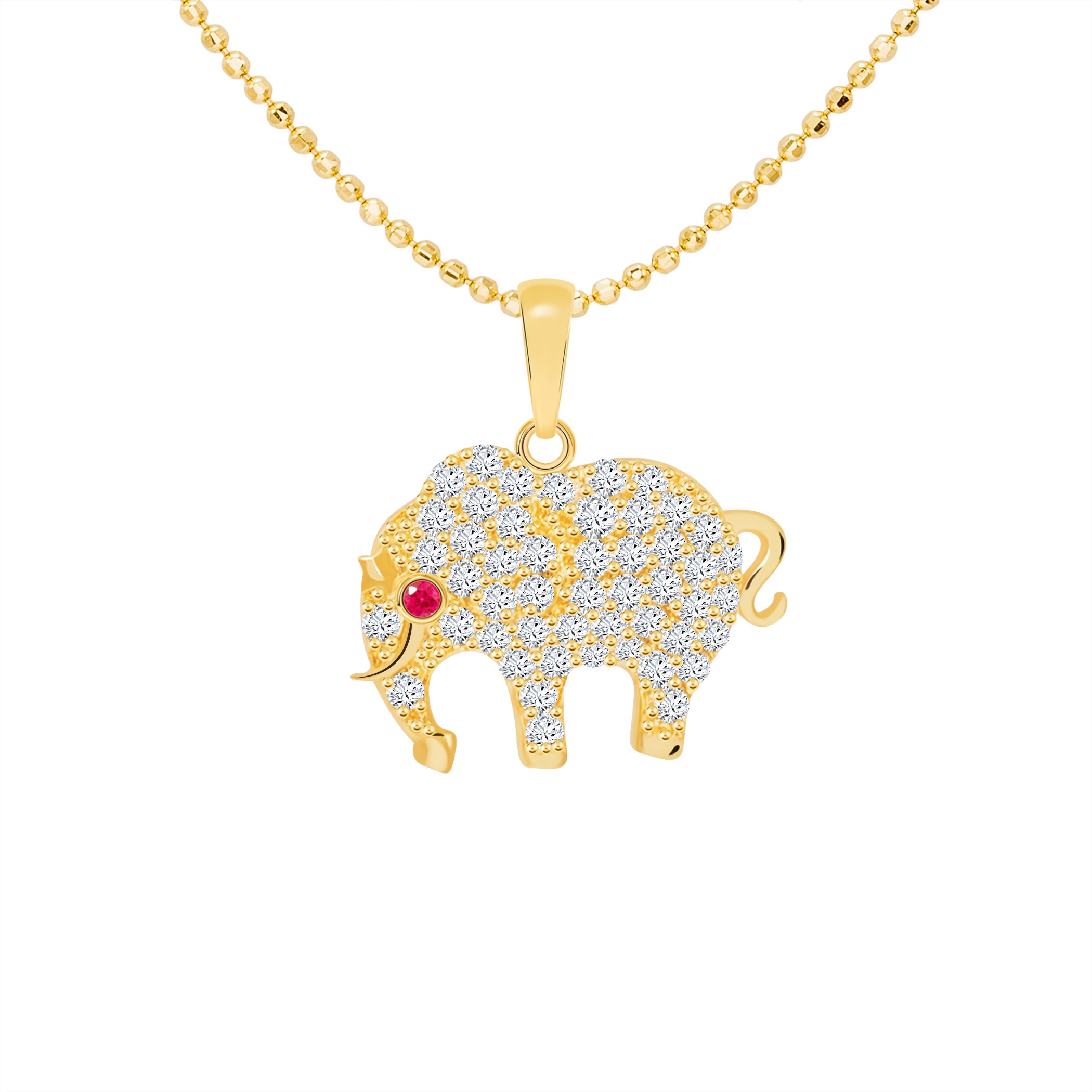 14k Gold Strong Elephant Pendant (JP6361)